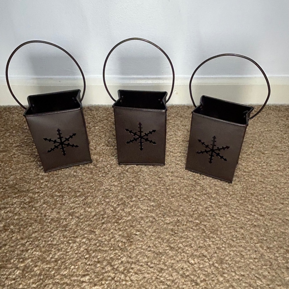 Vintage Eddie Bauer Illuminary Bag Snowflake Tea Light‎ Candle Holder Set of 3